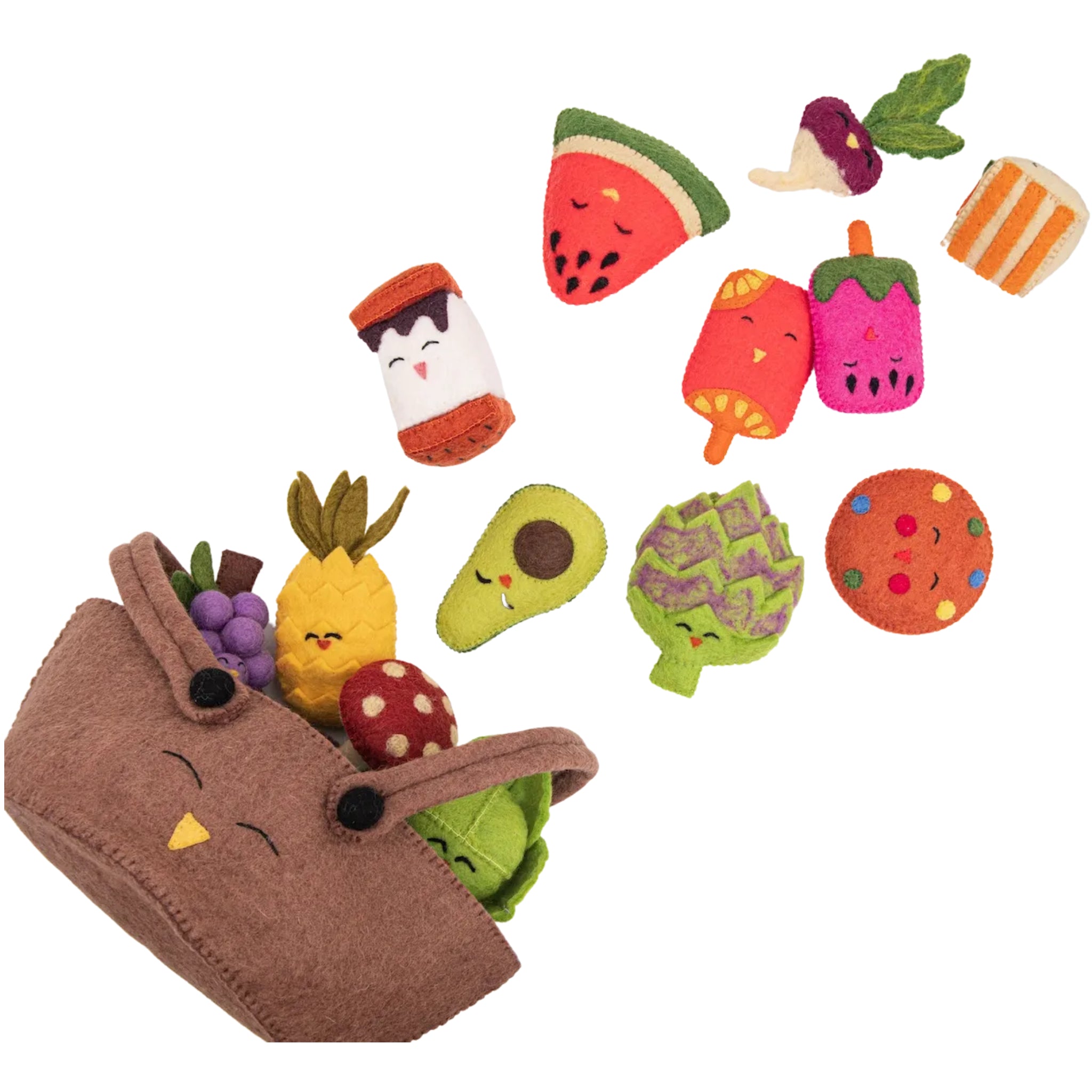 Felt Food Toys & Picnic Basket Set