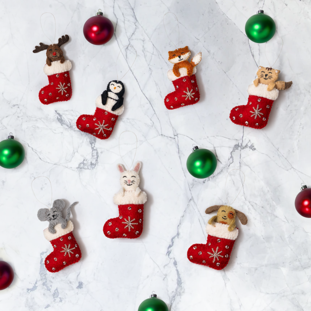 Felt Stocking Animal Ornaments
