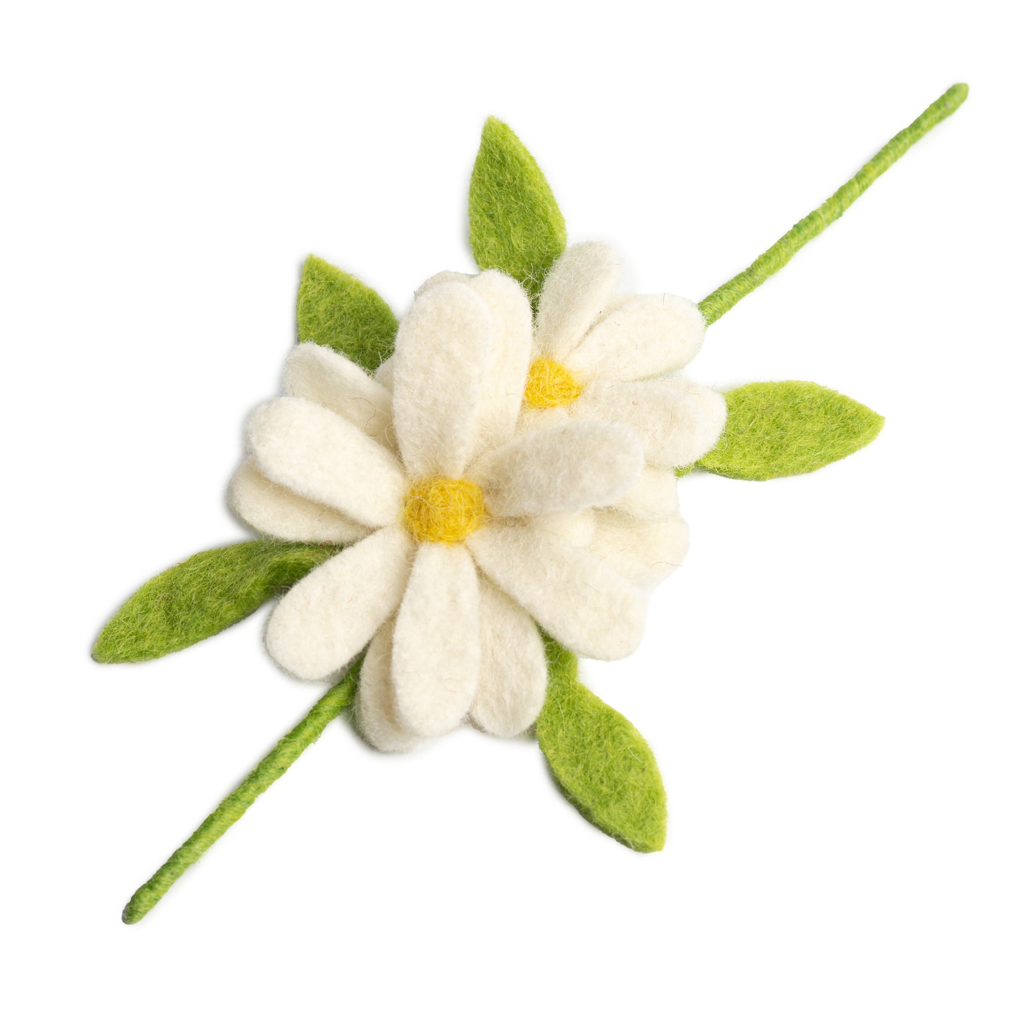 Felt Daisy Wire Gift Wrap Daisy White