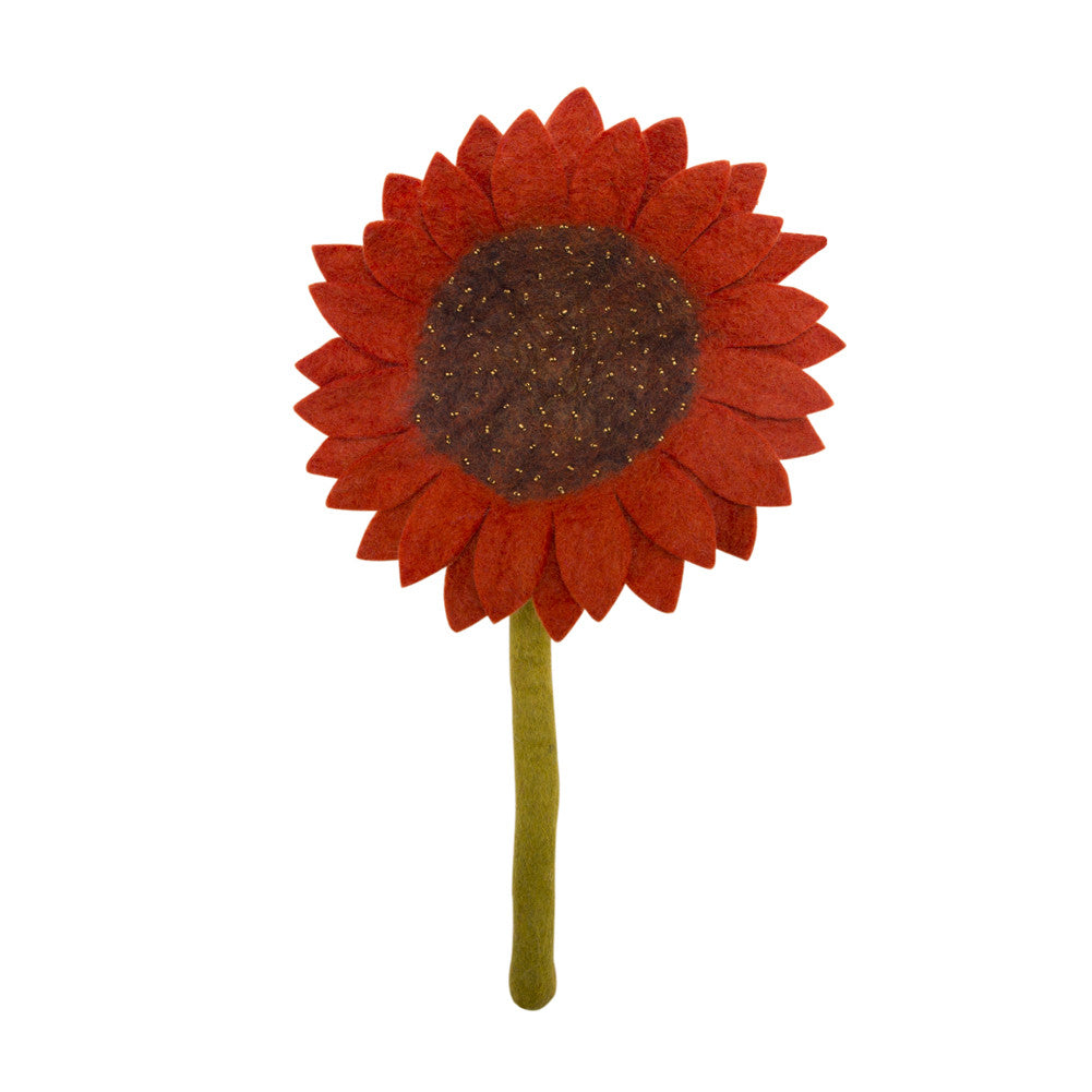 Fair Trade Felt Sunflower, persimmon: Handmade in Nepal trafficked women Global Goods Partners bouquet