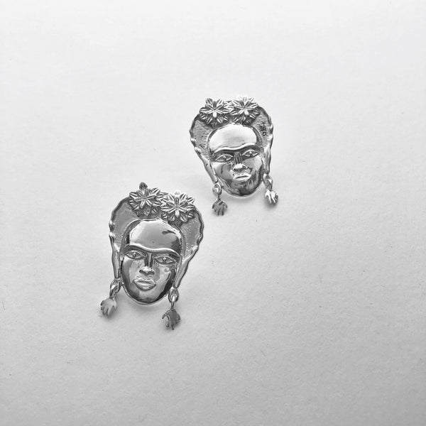 SAMPLE SALE: Silver Frida Kahlo Earrings