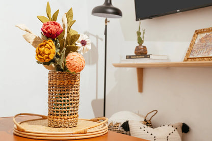 Woven Vase with Glass Insert
