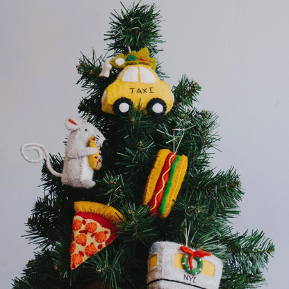 Felt Pizza Rat Ornament