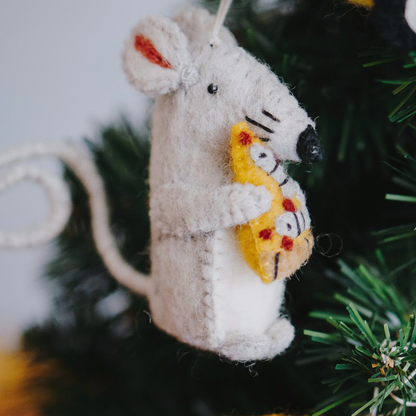 Felt Pizza Rat Ornament