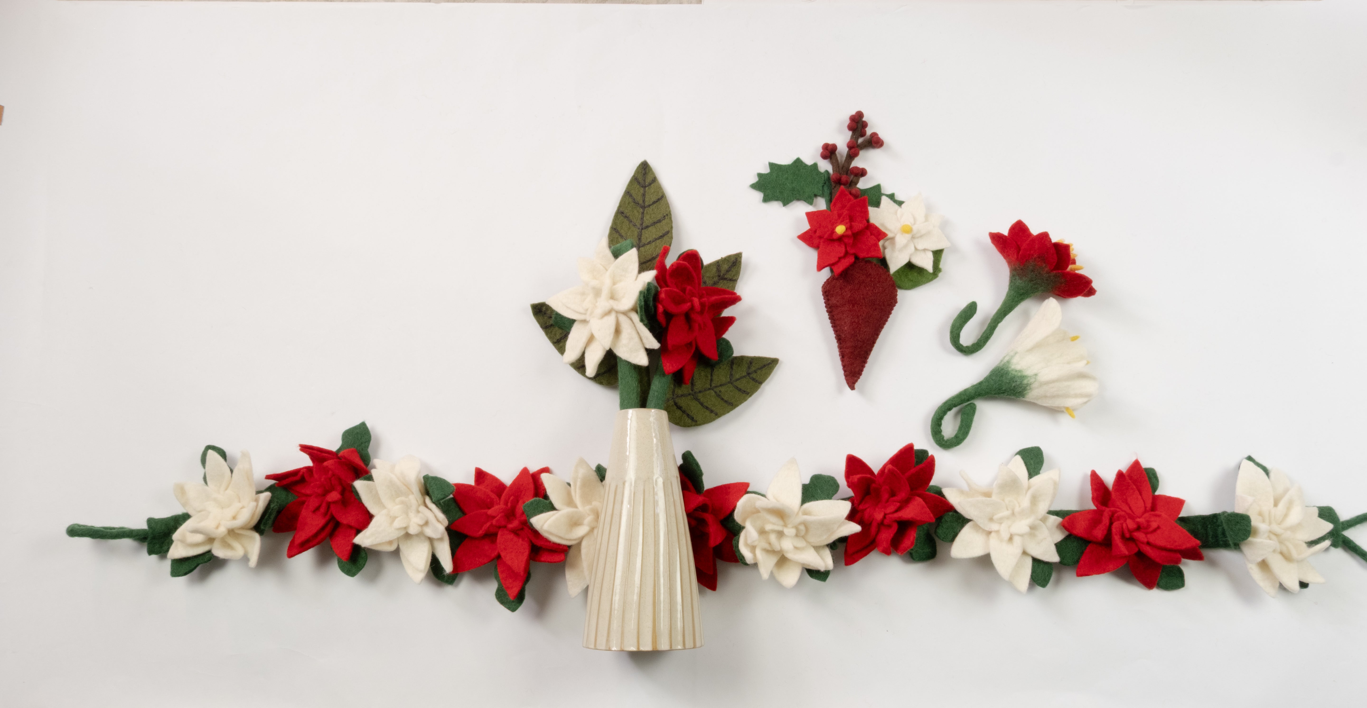 Felt Poinsettia Hanging Mini Bouquet