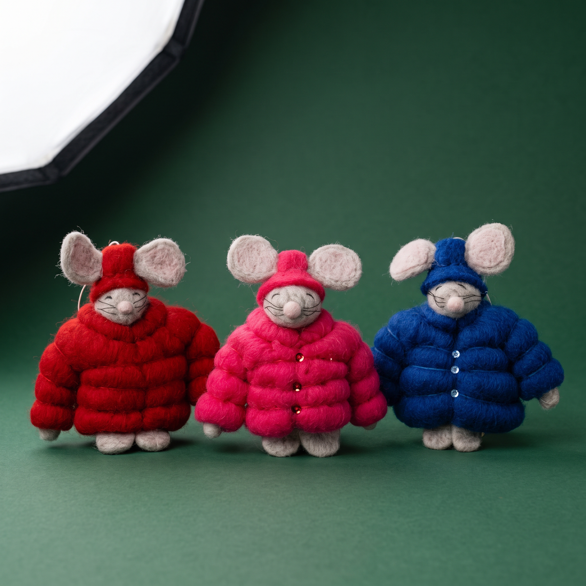 Felt Puffer Coat Mouse Ornament