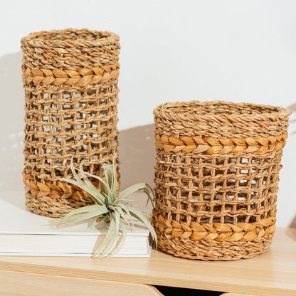 Woven Vase with Glass Insert