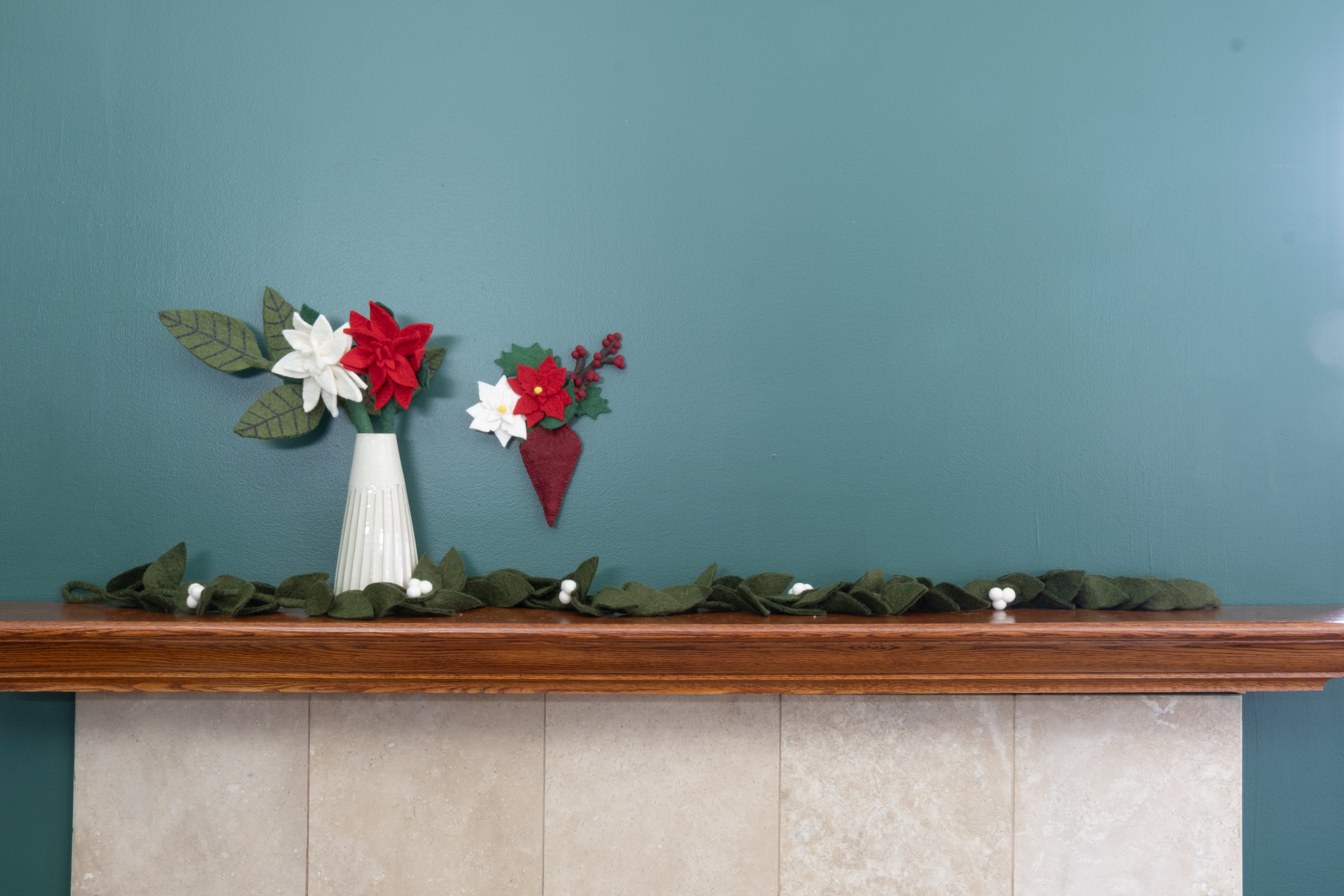 Felt Poinsettia Hanging Mini Bouquet