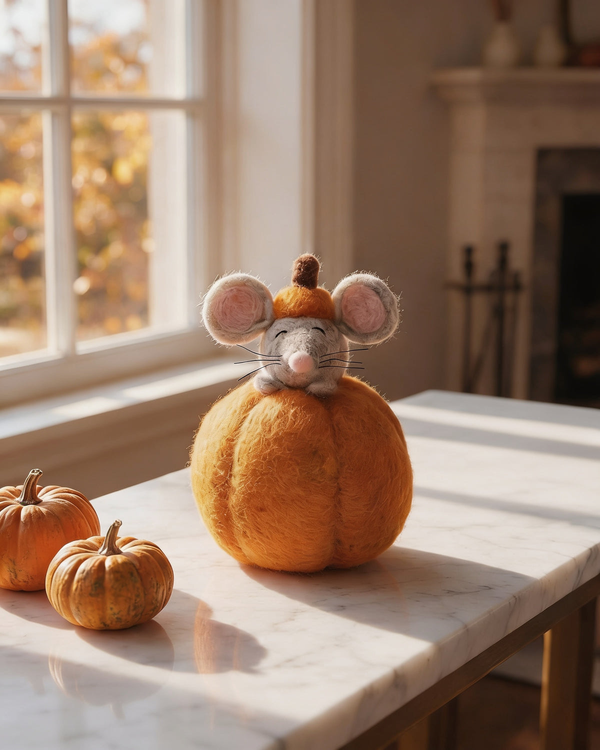 Felt Mouse in Pumpkin