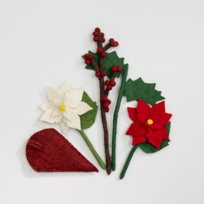 Felt Poinsettia Hanging Mini Bouquet
