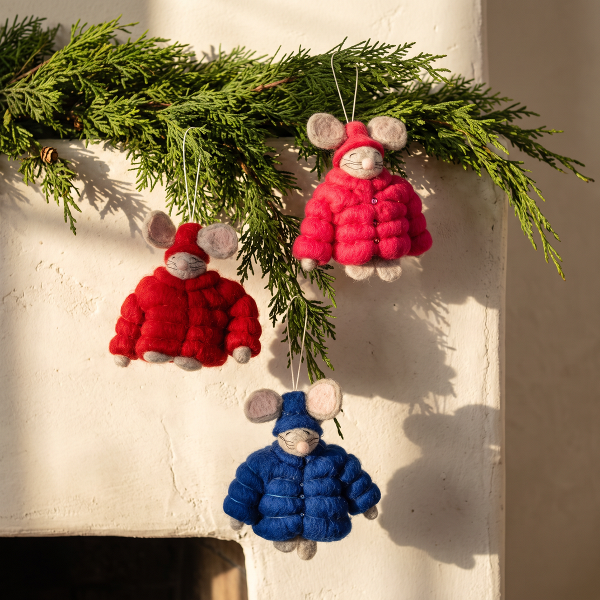 Felt Puffer Coat Mouse Ornament