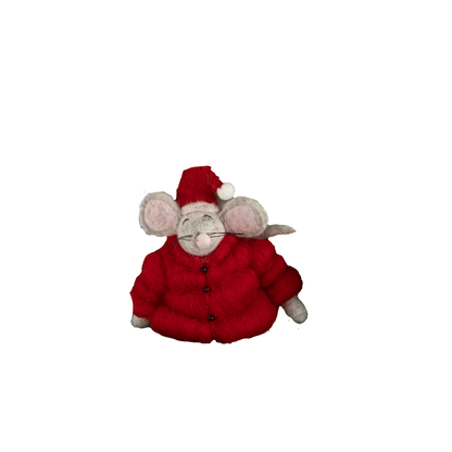 Felt Puffer Coat Santa Hat Mouse Ornament