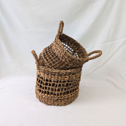 Open Weave Storage Basket Set of 2