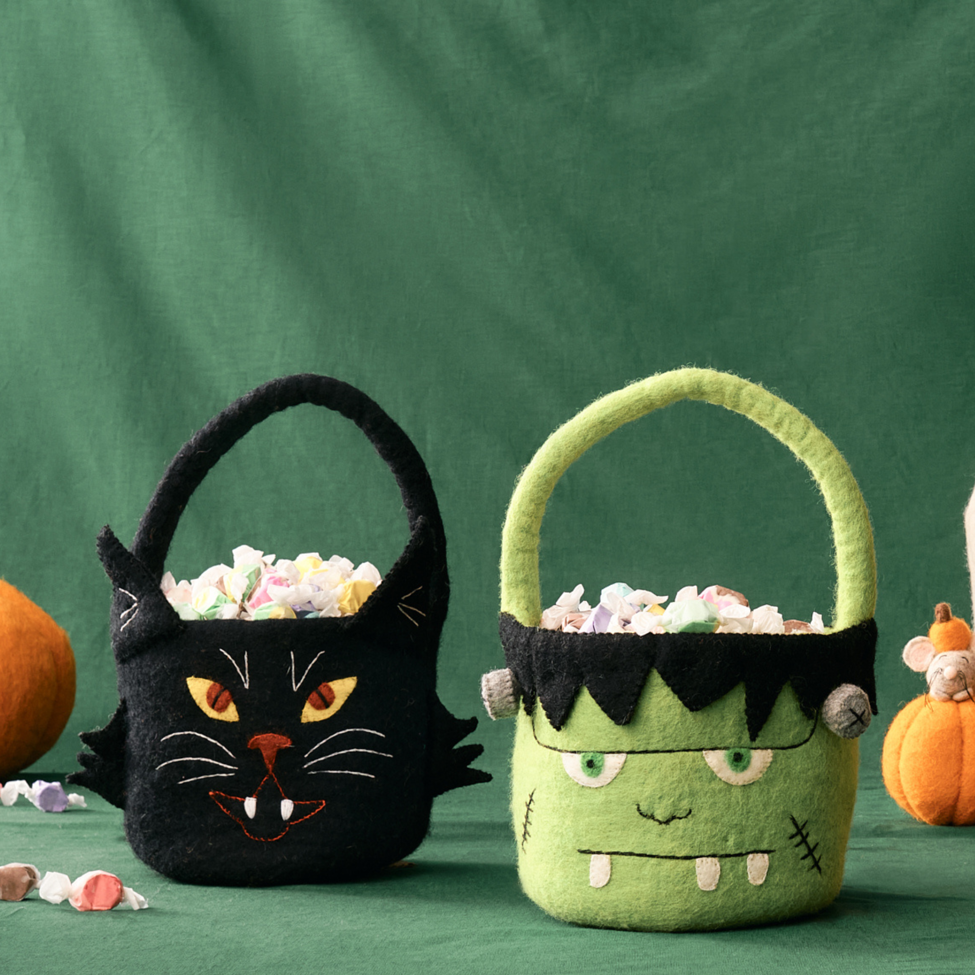 Felt Black Cat Halloween Bucket