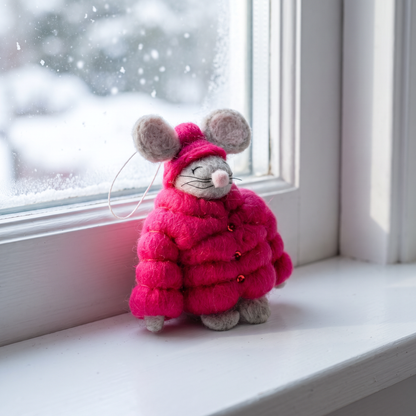 Felt Puffer Coat Mouse Ornament