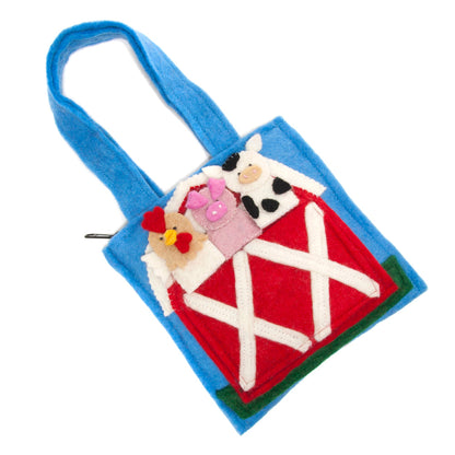 Felt Barnyard Puppet Bag Blue