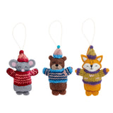 Felt Animals with Knit Sweater Ornaments