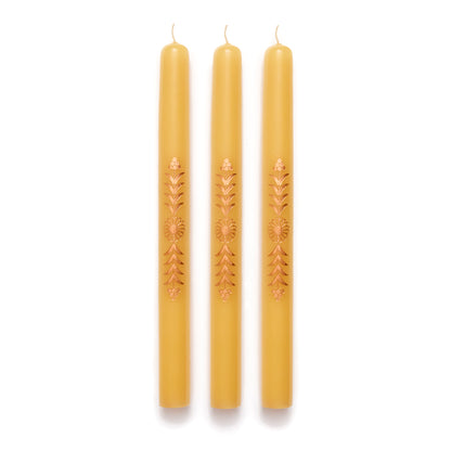 Bronze Floral Taper Candle, Set of Three