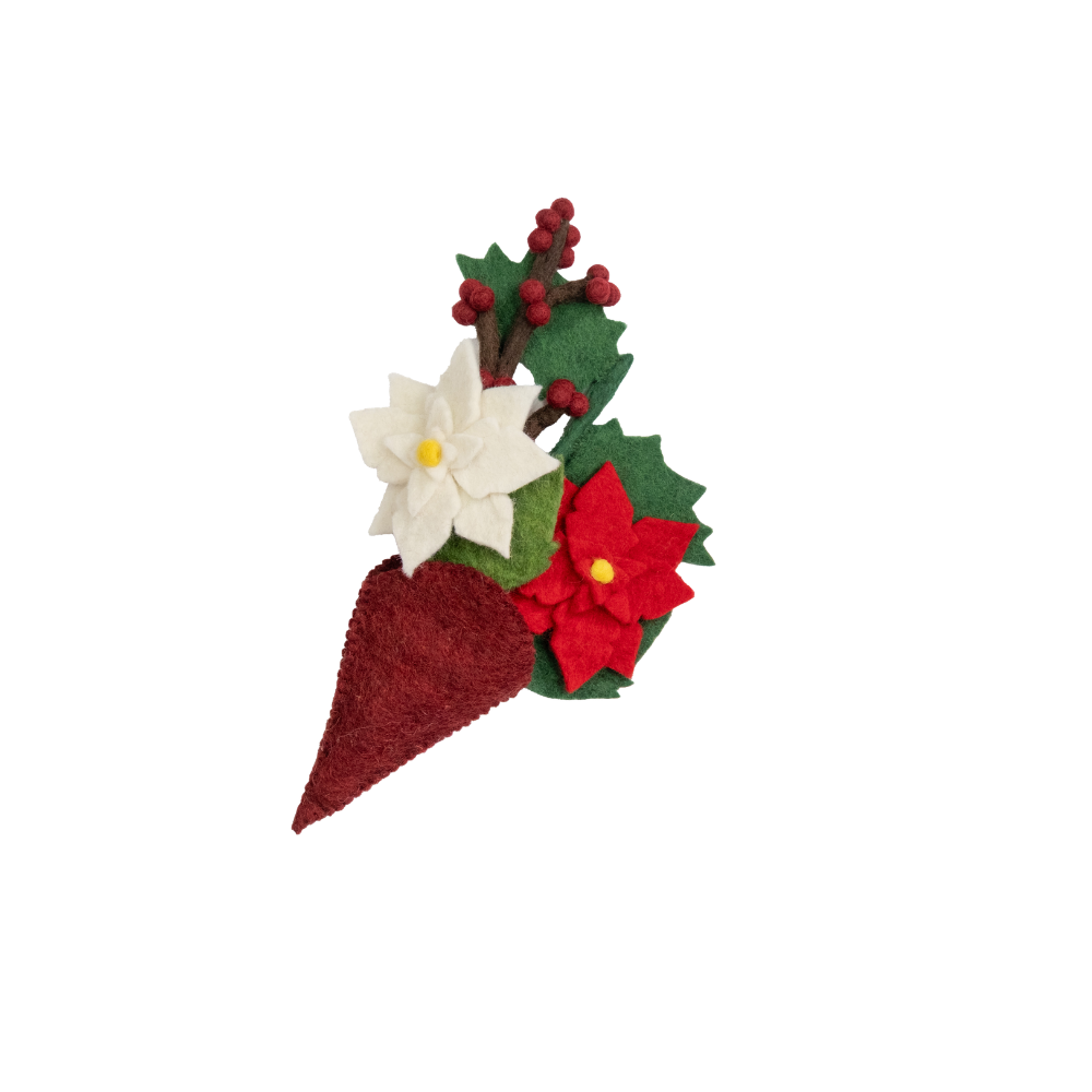 Mini Felt Hanging Bouquets Poinsettia