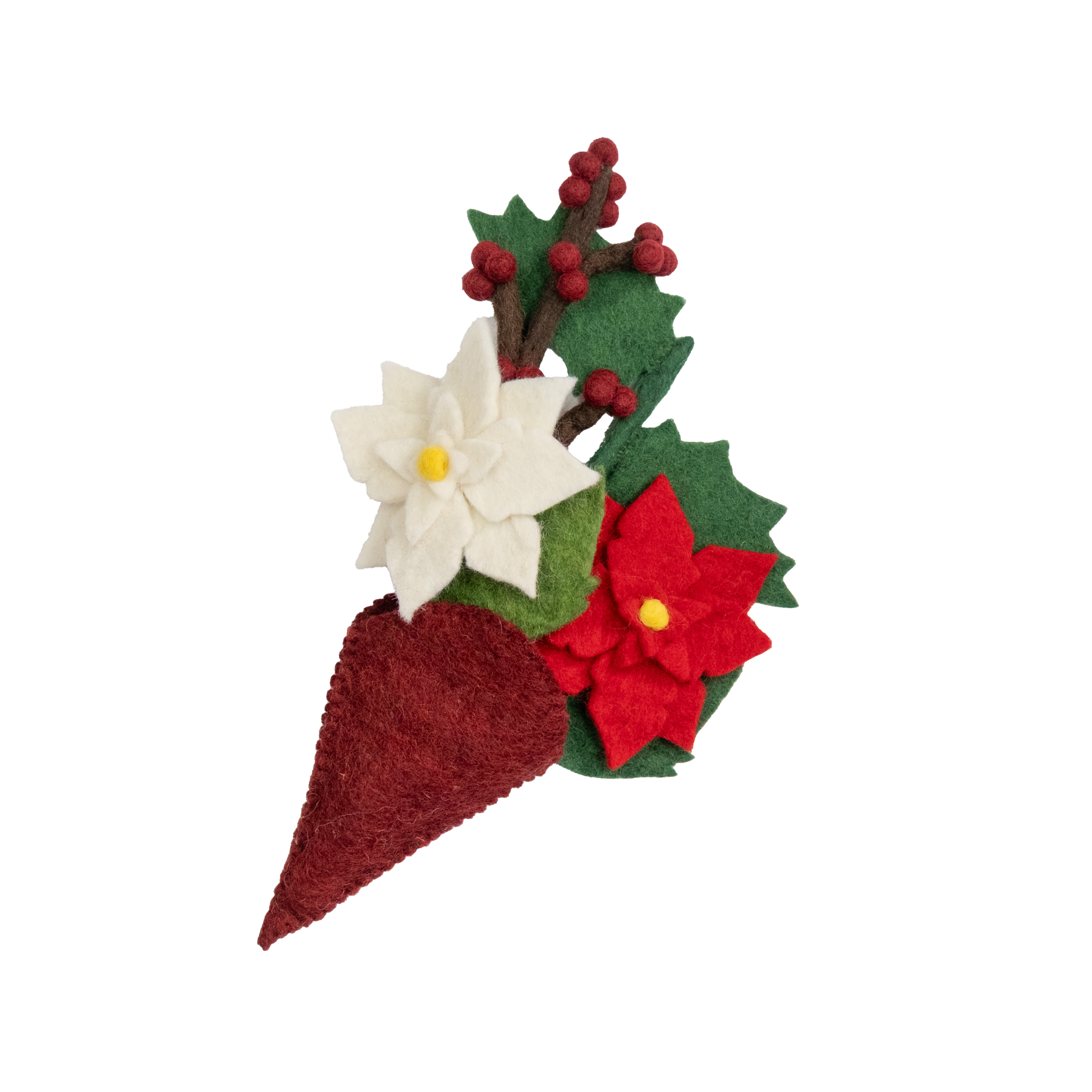 Felt Poinsettia Hanging Mini Bouquet
