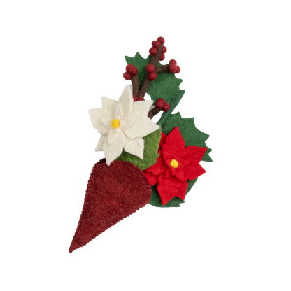 Felt Poinsettia Hanging Mini Bouquet