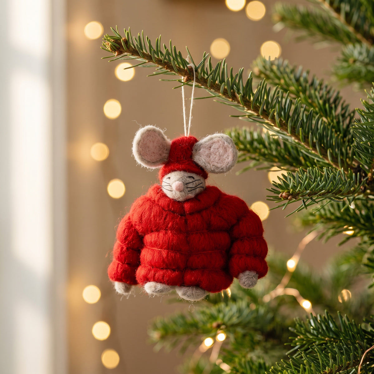 Felt Puffer Coat Mouse Ornament