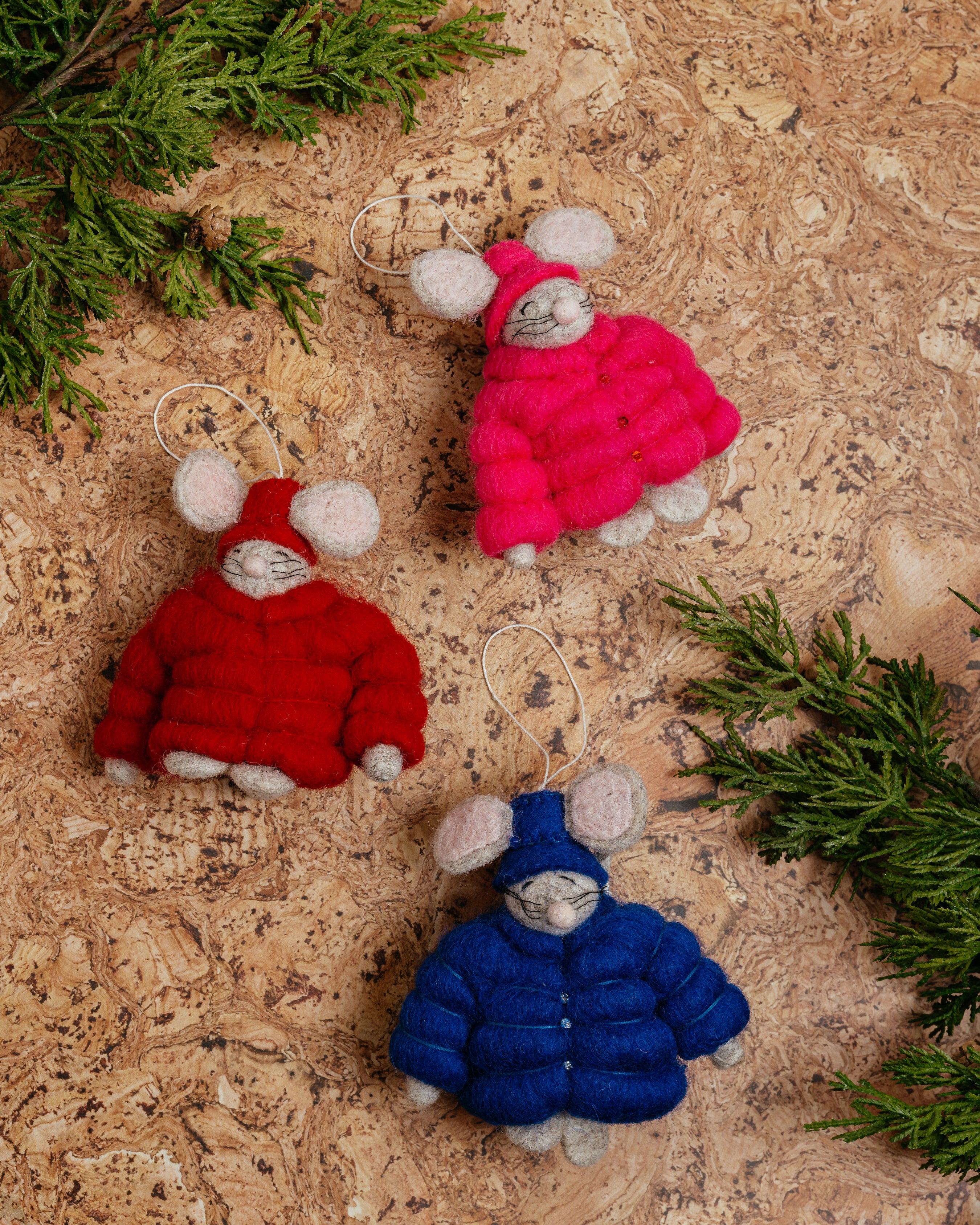 Felt Puffer Coat Mouse Ornament