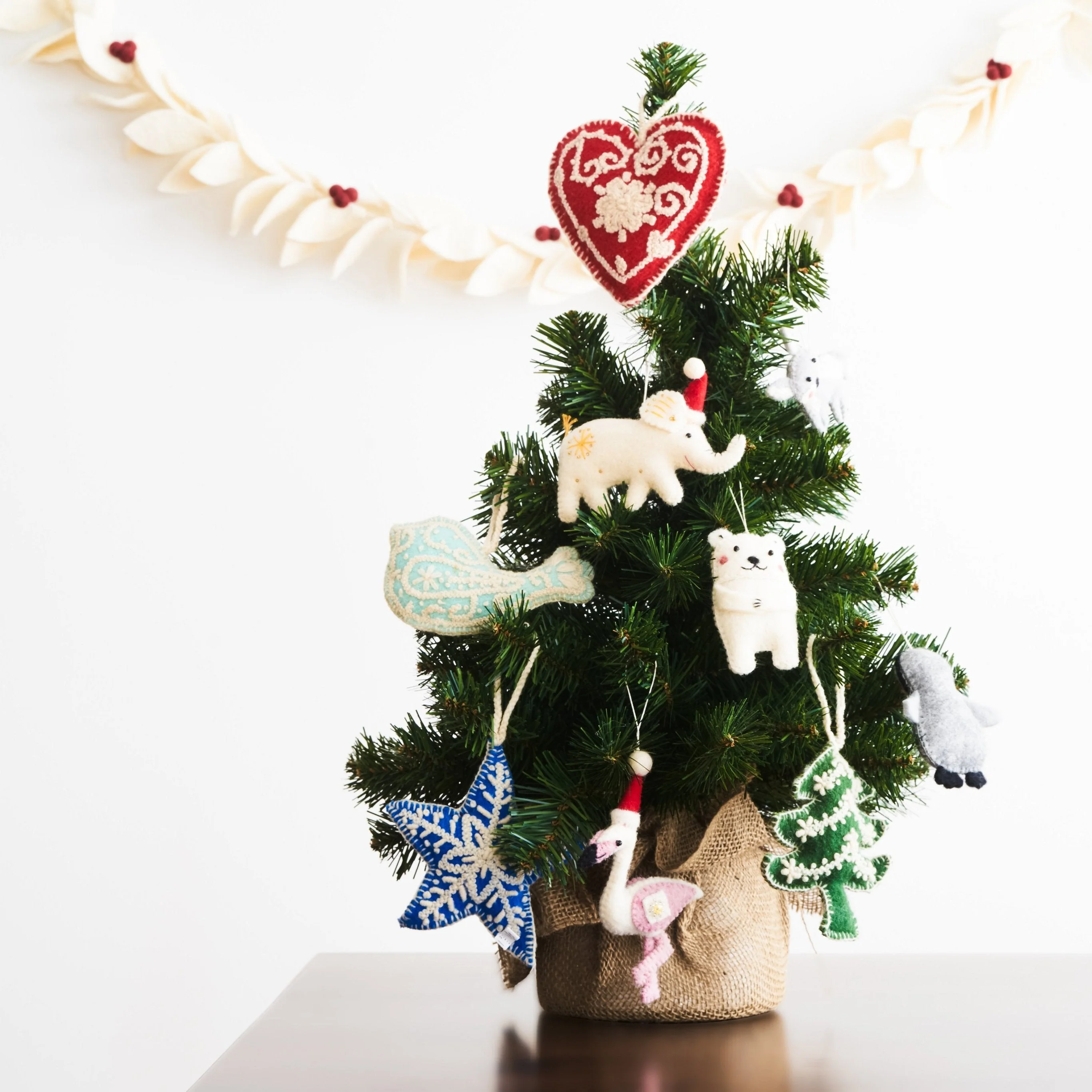 Heart Embroidered Holiday Ornament