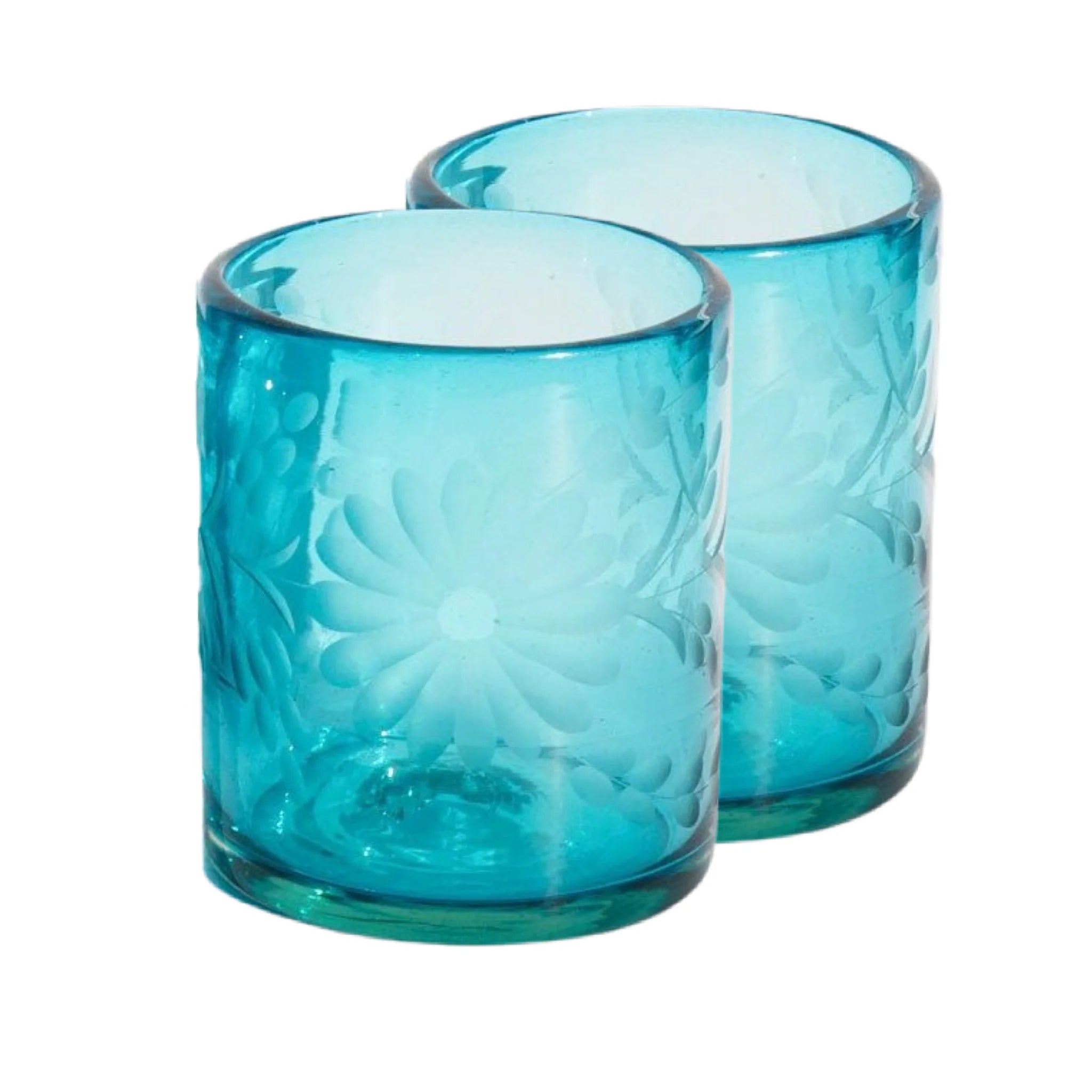 SAMPLE SALE: Aqua Etched Glass Tumbler