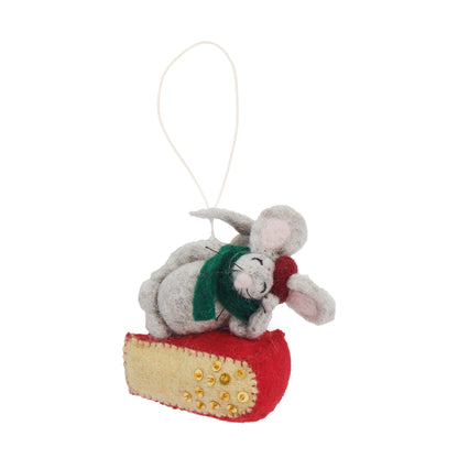 Felt Mouse Cheese Wedge Ornament