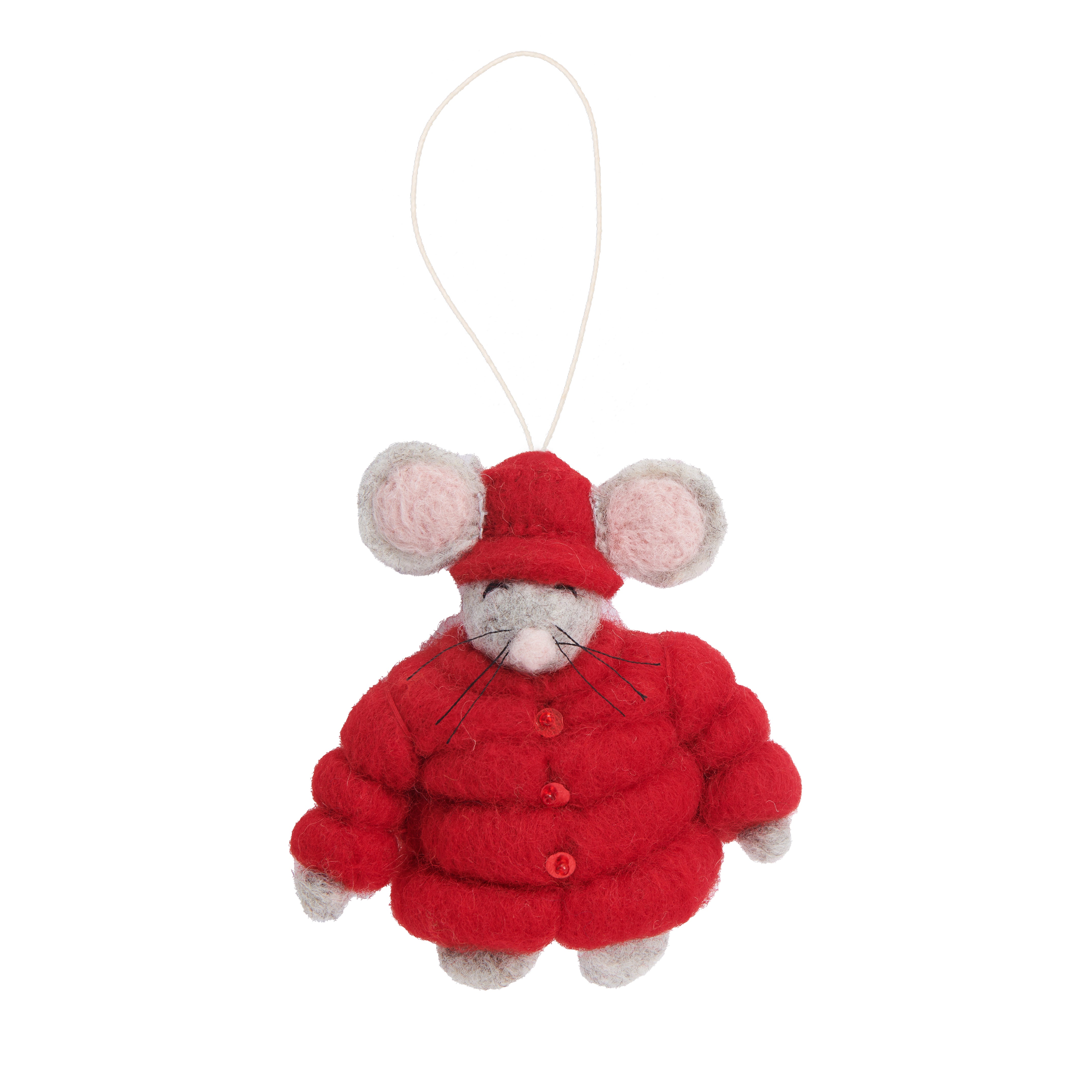 Felt Puffer Coat Mouse Ornament