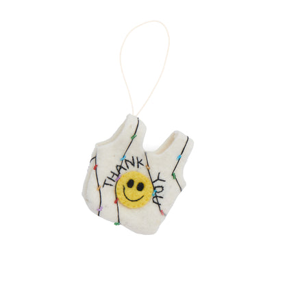 Felt Smiley Face Thank You Bag Ornament