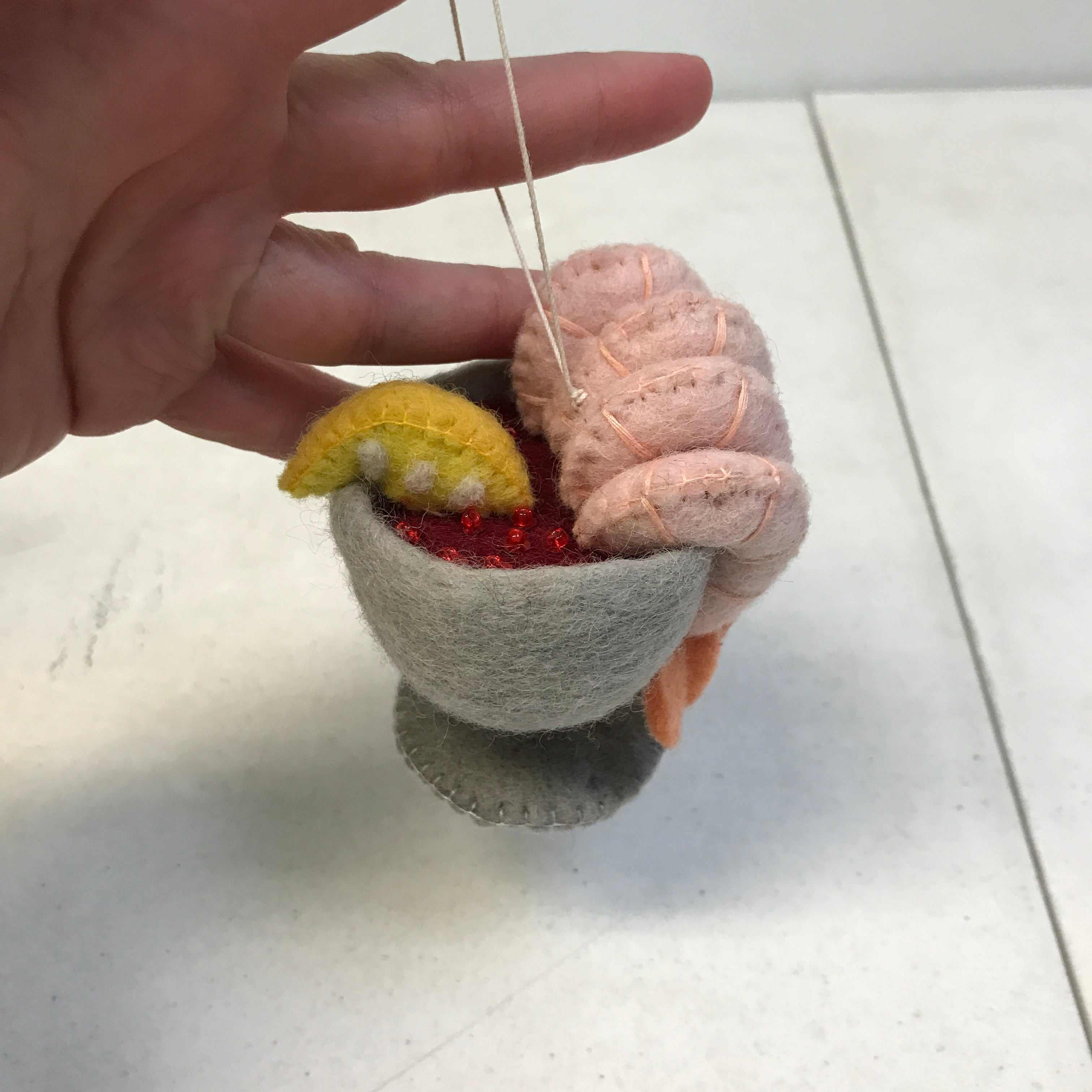 Felt Shrimp Cocktail Ornament