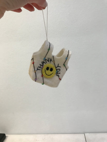 Felt Smiley Face Thank You Bag Ornament