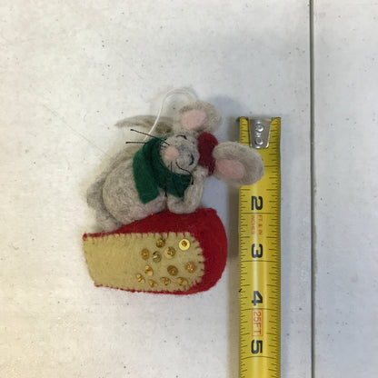 Felt Mouse Cheese Wedge Ornament