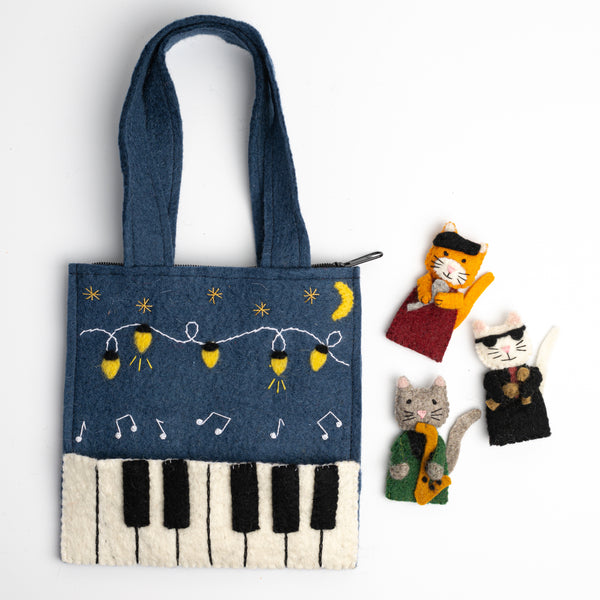 Felt Puppet Bag Jazz Cats