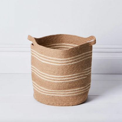 Medium Striped Jute Basket