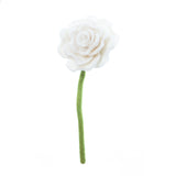 White Blooming Rose, had made in Nepal. Bendable wire stem. Azo-free dyes non toxic felted wool. Perfect for flower bouquet.