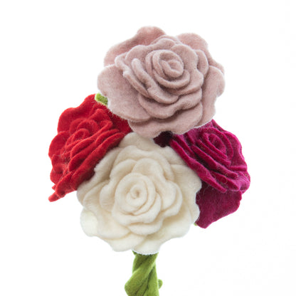 Colorful Felt Decorative Blooming rose. Great for felt flower bouquet. 