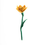 Deep Yellow Felt Daffodils hand made in Nepal. Bendable wire stem. Azo-free, non toxic felted wool. Great for decorating any purpose.