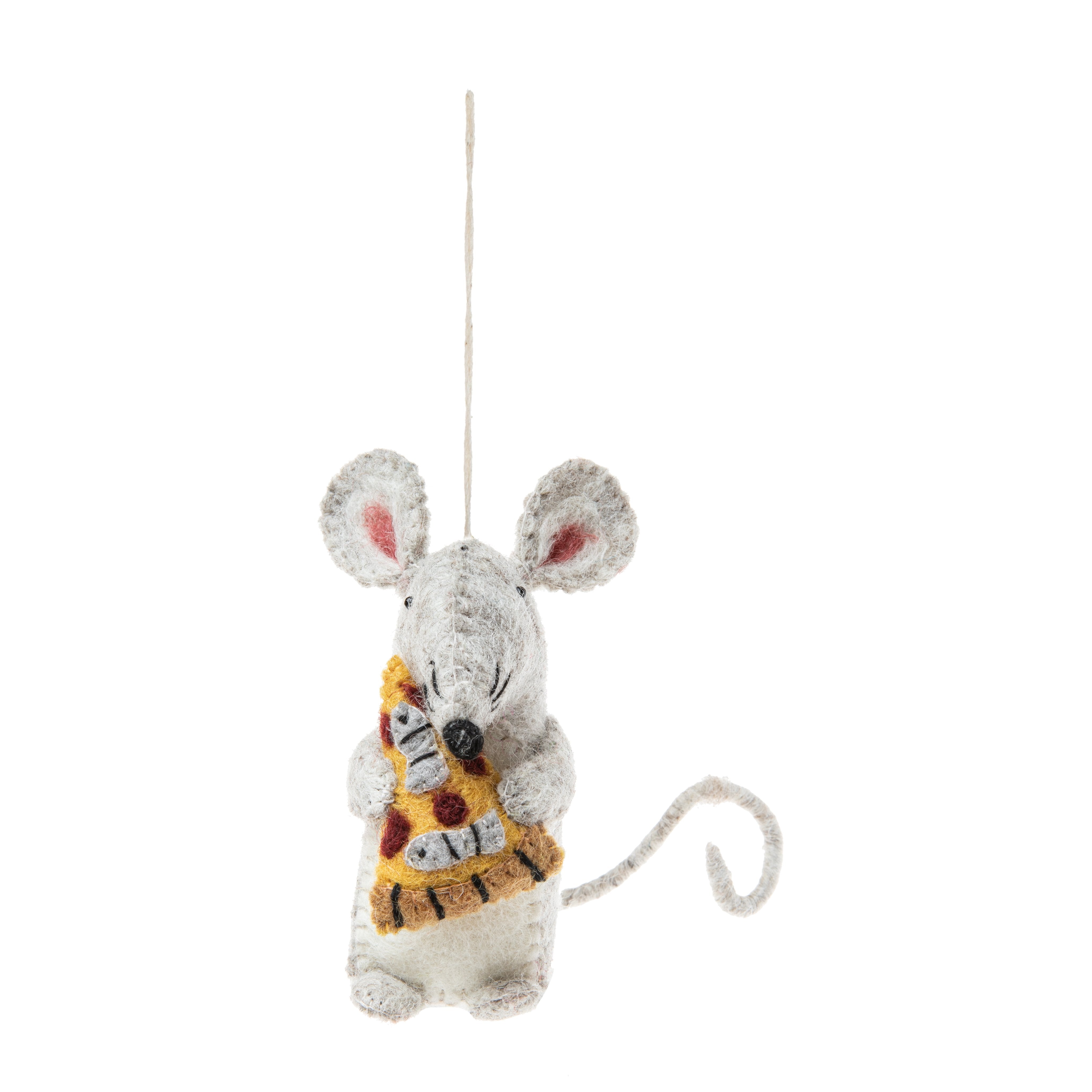 Felt Pizza Rat Ornament