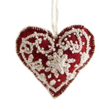 Heart Embroidered Holiday Ornament