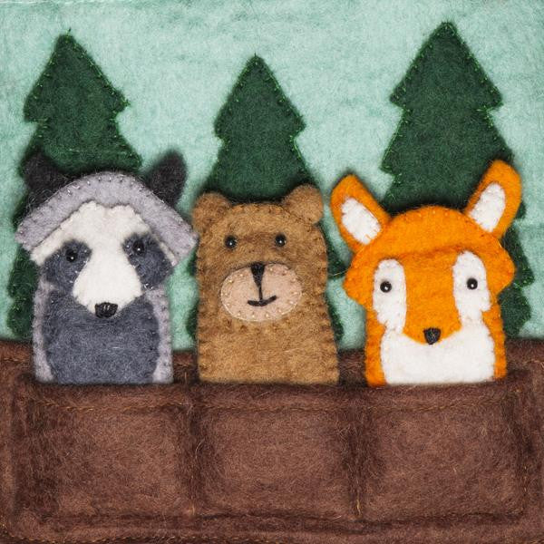 Woodland Friends Kids Puppet Bag: Handmade in Nepal Felted Wool Animals Children toddler wholesale