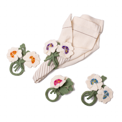 Felt Pansy Napkin Rings - Set of Four