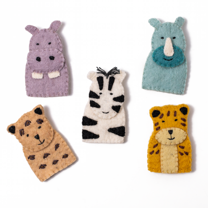 Felt Safari Finger Puppets - Set of Five