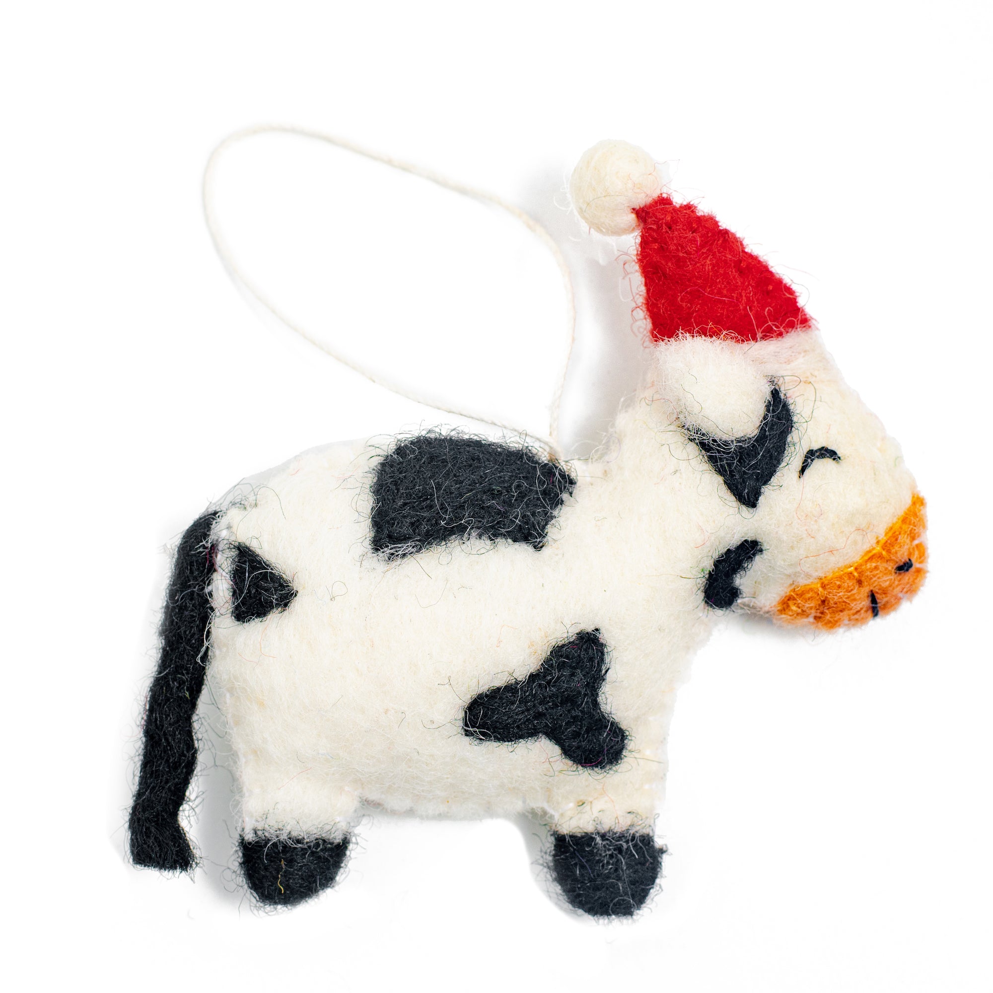 Felt Farm Animal Santa Hat Ornaments