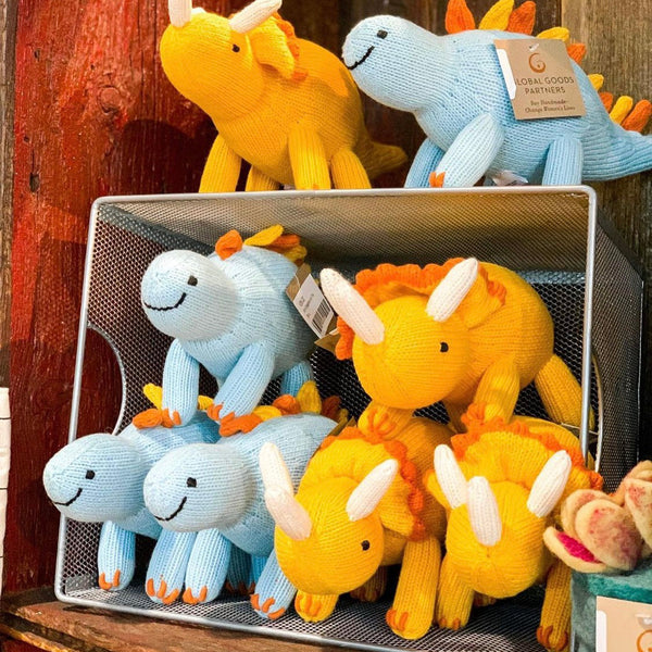 Knit Triceratops Dinosaur Toy