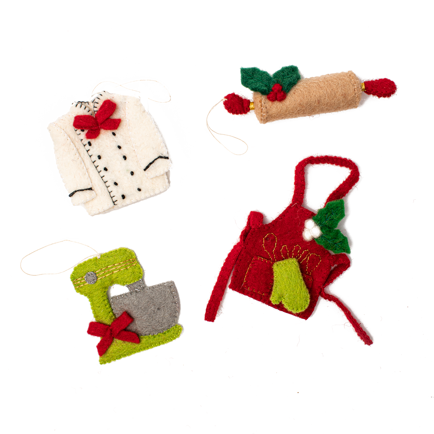 Felt Kitchen Ornaments - Set of 4