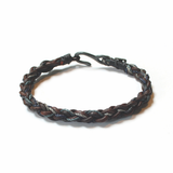 Men's Leather Braided Bracelet, blue: Handmade Guatemala stacking bracelet vintage fairtrade wholesale