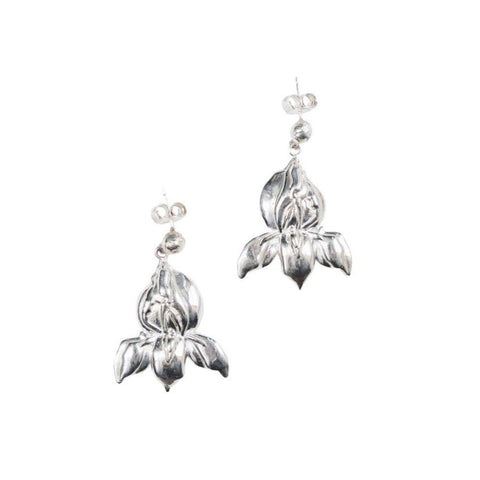 Silver Floral Earrings